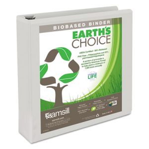 Samsill 18957 Earth's Choice Biobased Round Ring View Binder, 1.5" Cap, White
