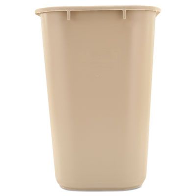 Rubbermaid Commercial Deskside Plastic Wastebasket Rectangular 7 gal Beige
