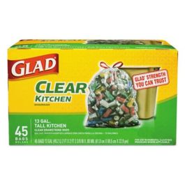 Glad 78543CT Recycling Tall Kitchen Drawstring Trash Bags, Clear