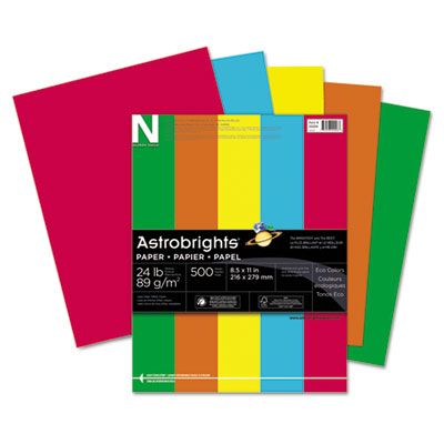 Neenah Paper 22226 Astrobrights Eco Brights Colored Paper, 24lb, 8-1/2 x  11, Assorted, 500 Shts/Rm