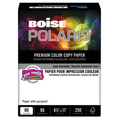 Boise BCC8011 POLARIS Premium Color Copy Paper, 80lb, 98 Bright, 8-1/2 x  11, White, 250 Sheets - BCC-8011