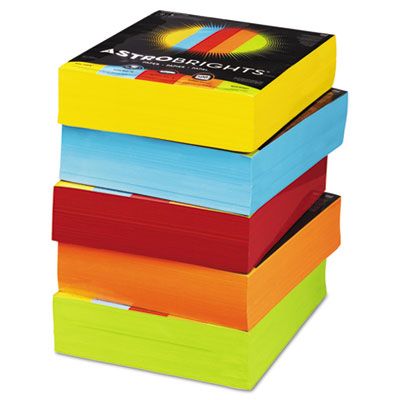 Astrobrights 22999 Color Paper - Five-Color Mixed Reams, 24lb, 8 1/2 x 11,  5 Colors, 2500 Sheets - 22999